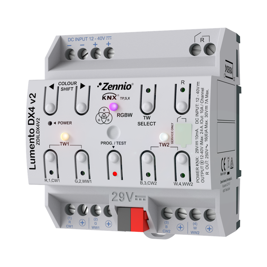 Lumento DX4 v2. Variateur sur rail DIM, à 4 canaux PWM
