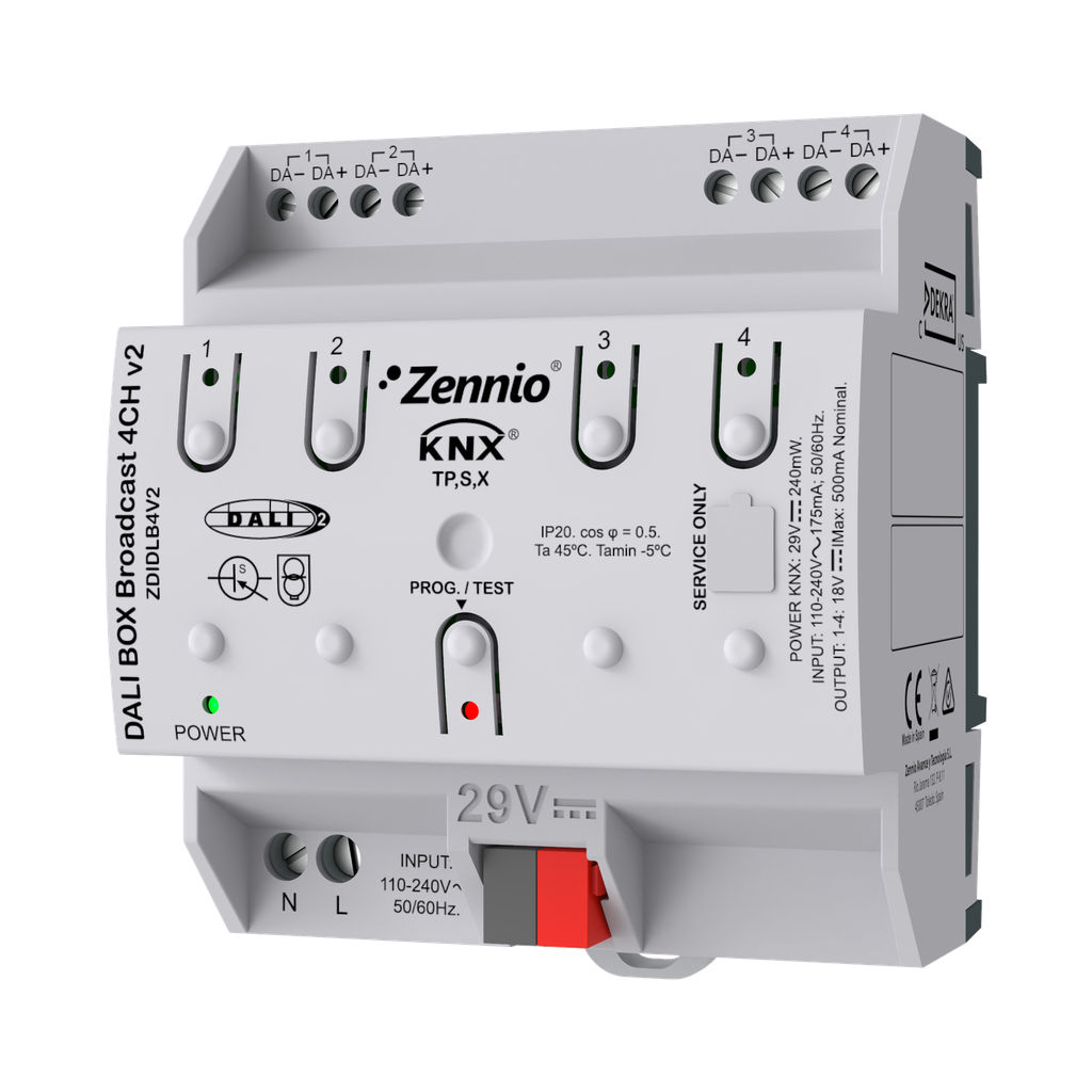 DALI BOX Broadcast 4CH v2. Interface KNX - DALI