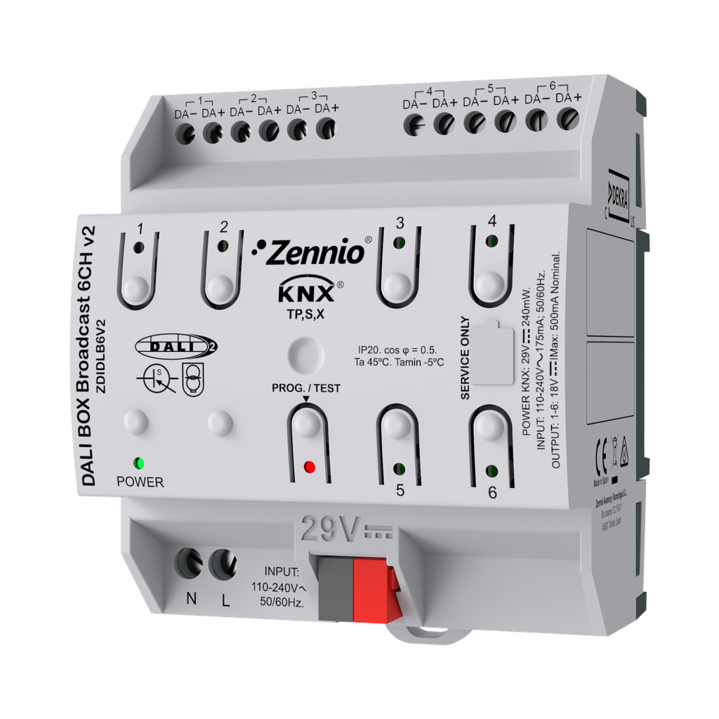 DALI BOX Broadcast 6CH v2. Interface KNX - DALI