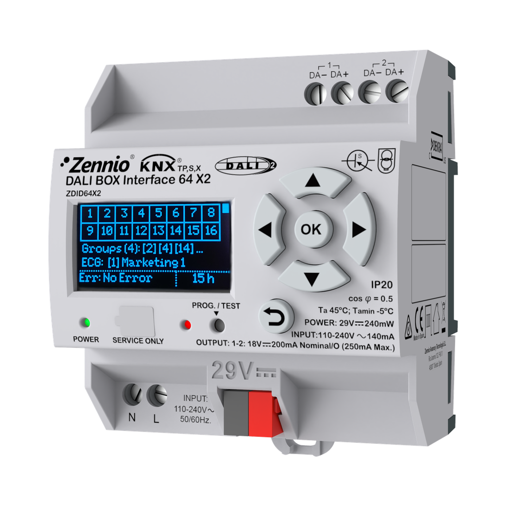 DALI BOX Interface 64 X2. Interface KNX-DALI pour