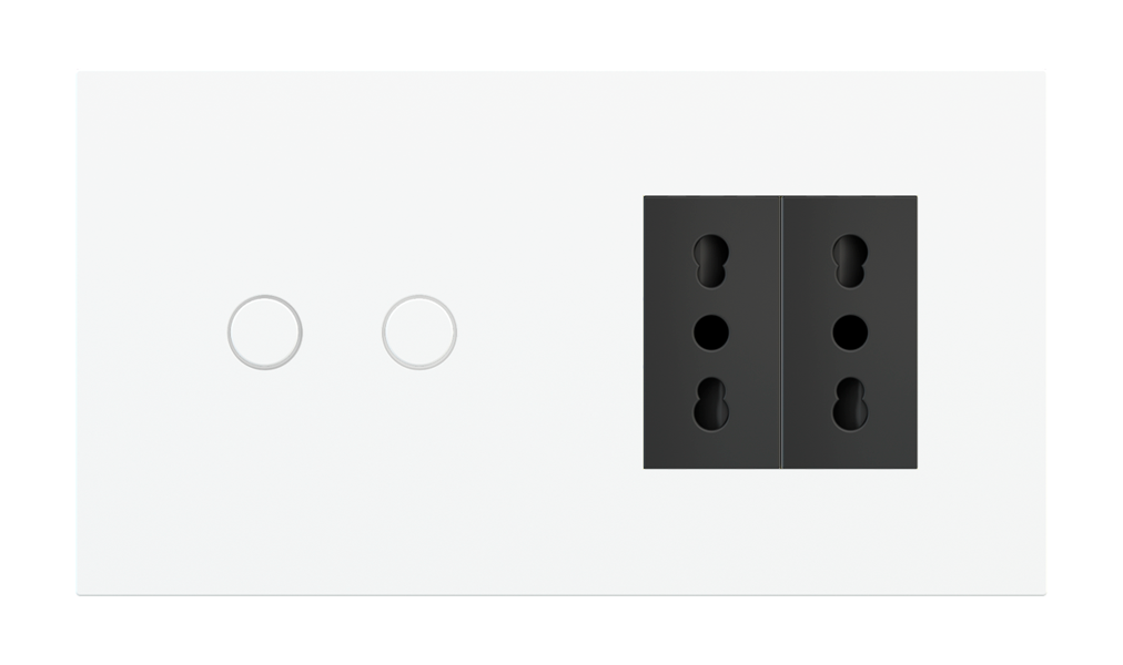 Magnetic plate 2-fold for 2-rocker push button + (45x45 mm window) Proxima series Metal Chrome