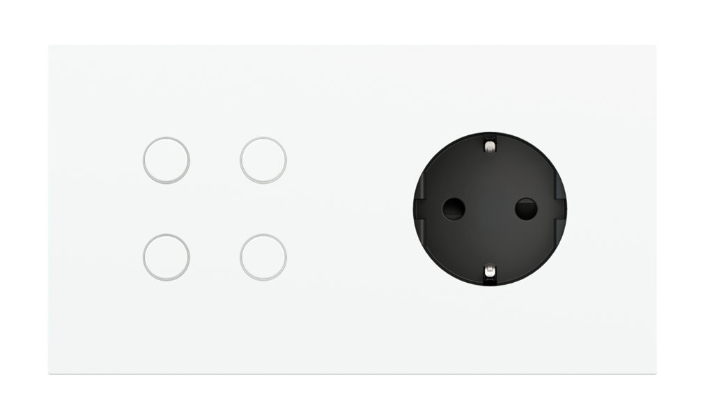 Magnetic plate 2-fold for 4-rocker push button + power socket Schuko, French, Israeli Proxima series Metal Dark Chocolate