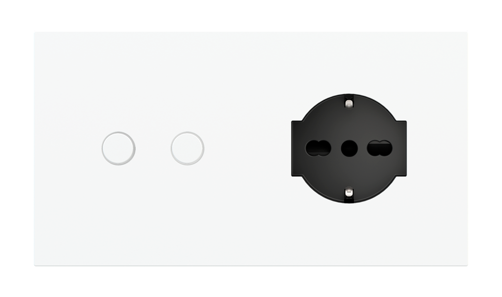 Magnetic plate 2-fold for 4-rocker push button + IT UNEL power socket Proxima series Metal Pure White