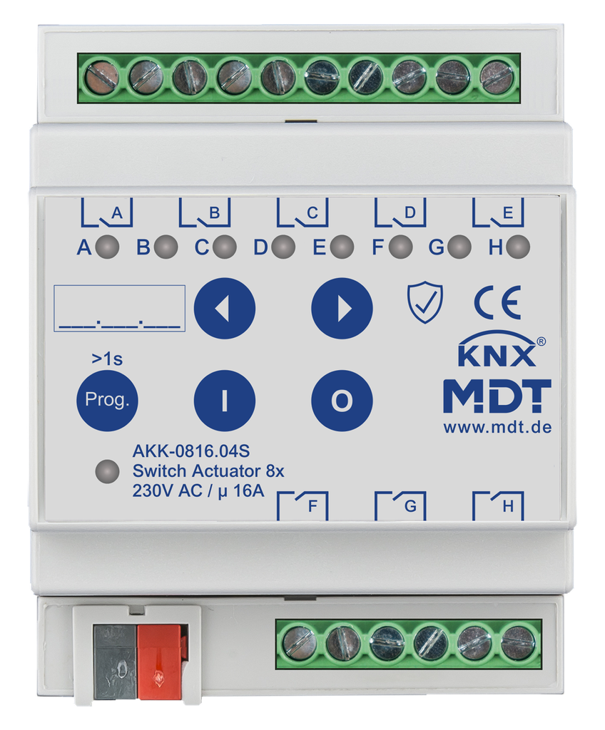 Actionneur 8 sorties KNX, 4 modules, 16 A, 230 V CA, compact, 70 µF