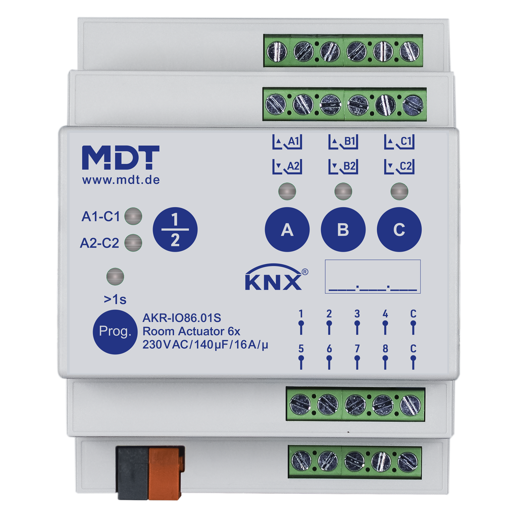 Contrôleur Universel KNX 6 sorties, 8 entrées, 4 modules, 16 A, 140 µF