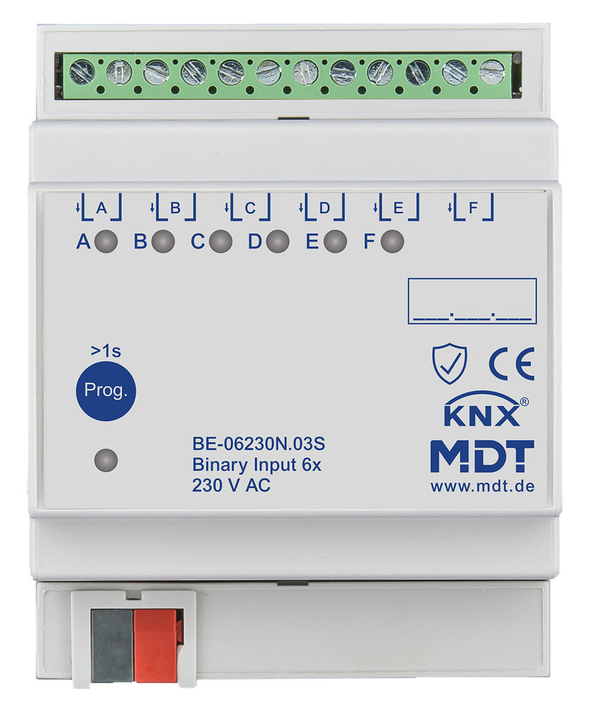 Entrée binaire, 8 entrées KNX, 4 modules, 230 V CA.