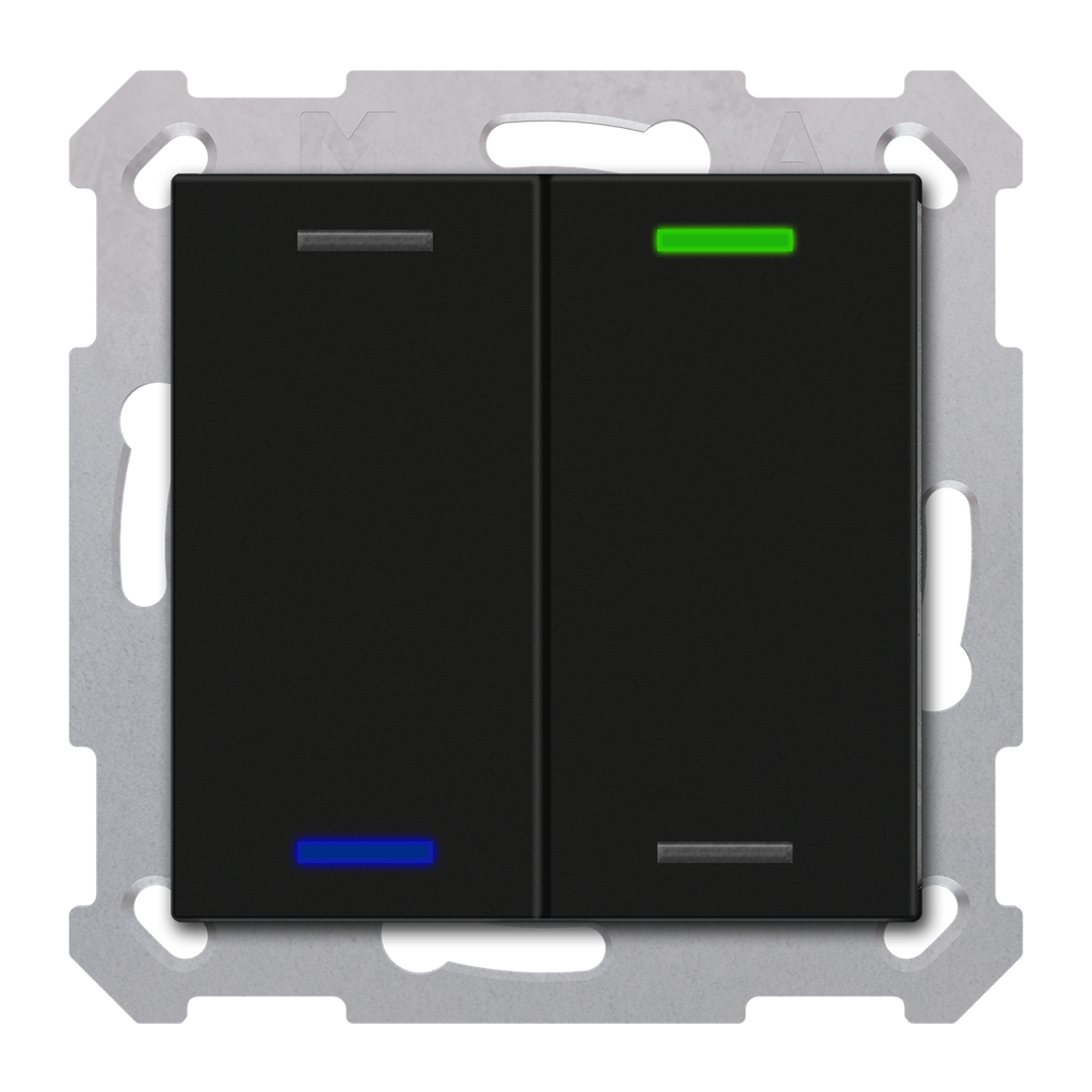 Bouton-poussoir Light 55, 2 paires KNX RF+ radio,Secure,RGBW,TS,noir,neutre