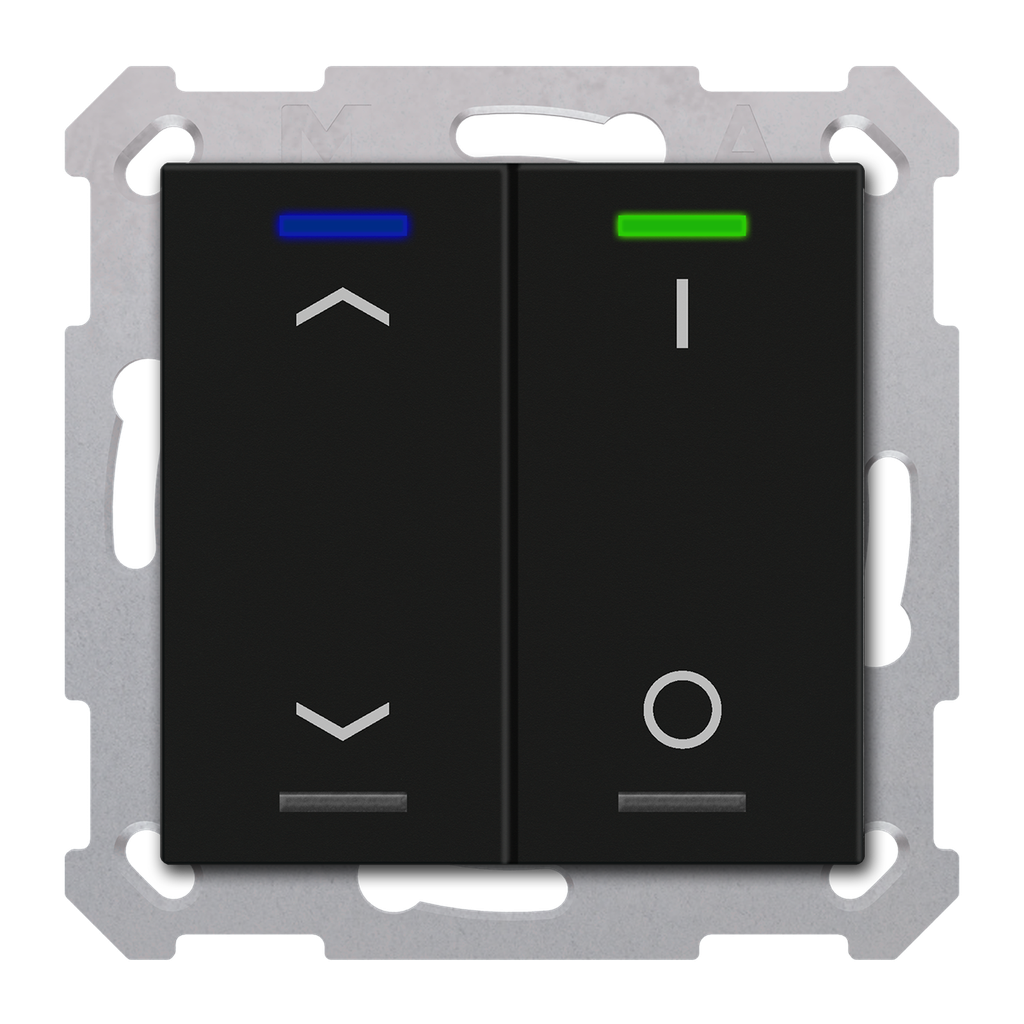 Bouton-poussoir Light 55, 2 paires KNX RF+ radio,Secure,RGBW,TS,noir,st._commut.
