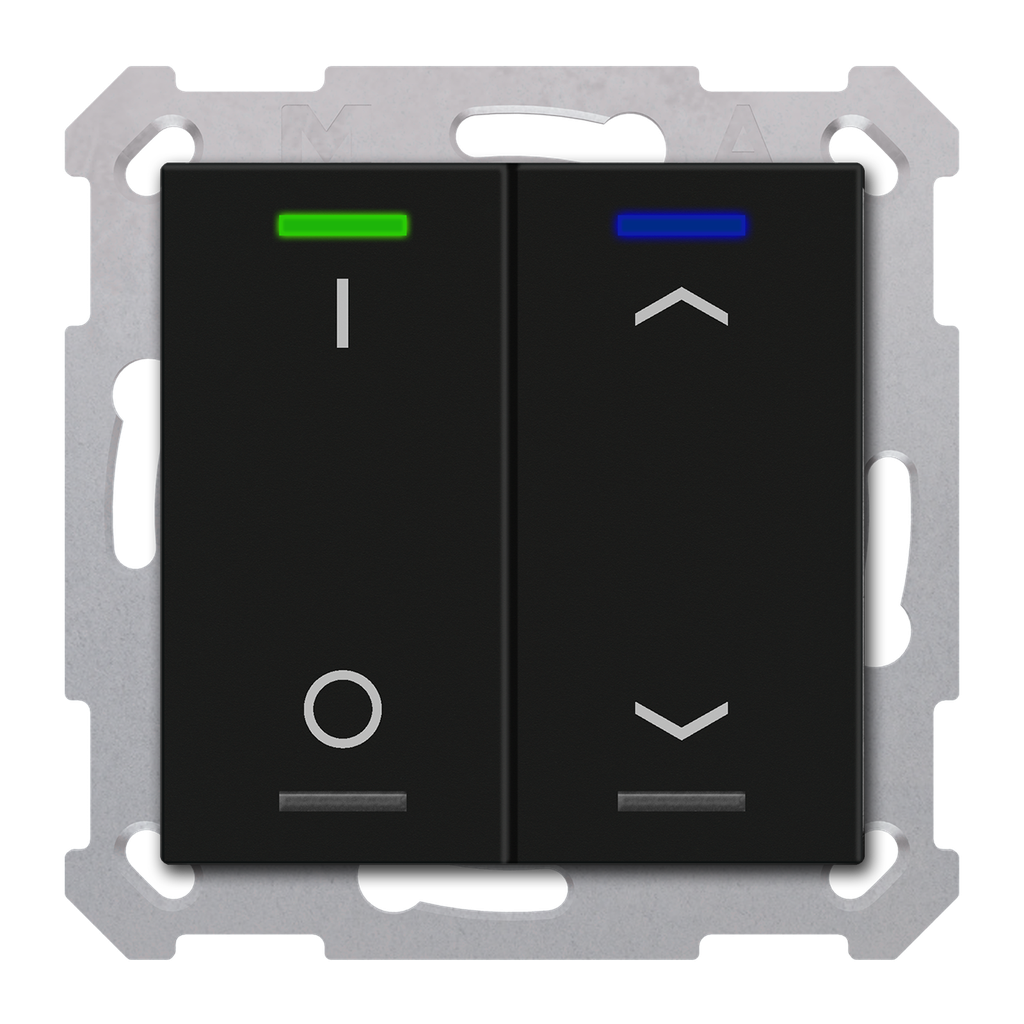 Bouton-poussoir Light 55, 2 paires KNX RF+ radio,Secure,RGBW,TS,noir,commut._st.
