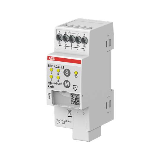Module KNX 4 EntréeS Tor, 10-230V AC/DC, à commande manuelle, KNX Secure