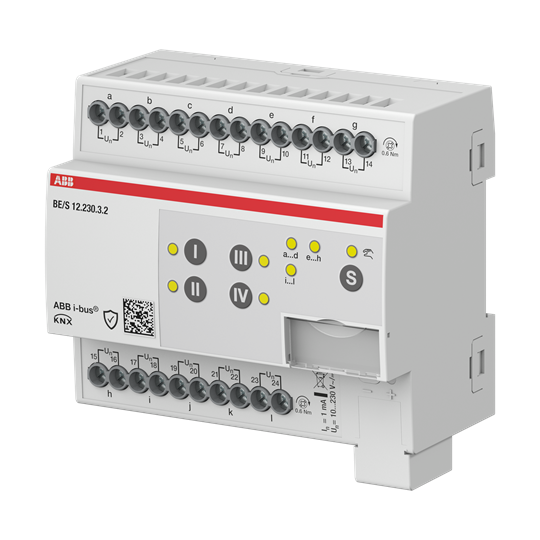 Module KNX 12 entrées Tor, 10-230V AC/DC, à commande manuelle, KNX Secure
