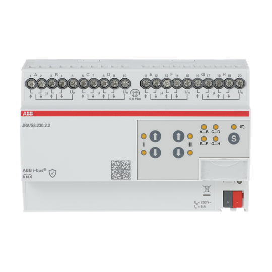 Actionneur KNX Secure 8 Volets/Stores 230 VAC 6A, commande manu, Gamme basique