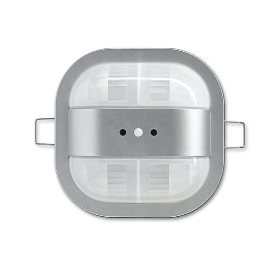 Détecteur KNX couloir premium 24x2,5 mètres, 2 canaux, plafond encastré, Alu