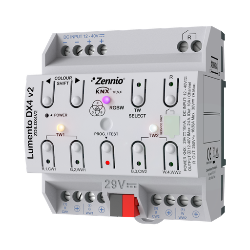 [ZEN-ZDILDX4V2] Lumento DX4 v2. Variateur sur rail DIM, à 4 canaux PWM