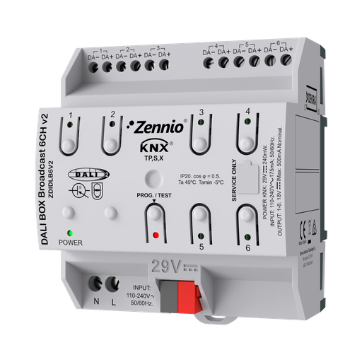 [ZEN-ZDIDLB6V2] DALI BOX Broadcast 6CH v2. Interface KNX - DALI