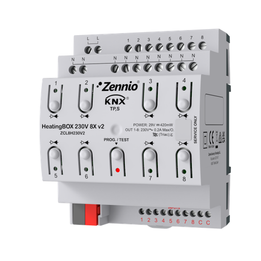 [ZEN-ZCL8H230V2] HeatingBOX 230V 8X v2. Actionneur de chauffage avec 8