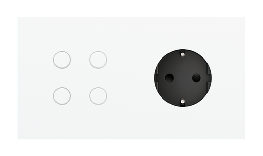 [EK-P2A-4T-LAR-P] Magnetic plate 2-fold for 4-rocker push button + Schuko, French, Israeli power socket Proxima series Metal Pure White