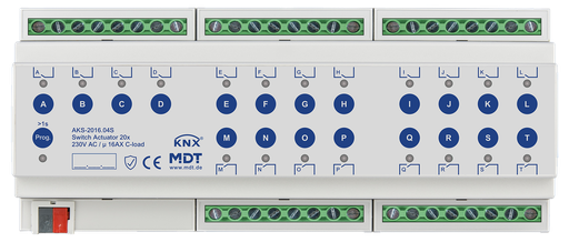 [MDT-AKS-2016.04S] Actionneur 20 sorties KNX 12 modules, 16 A, 230 VCA, charge capacitive, standard