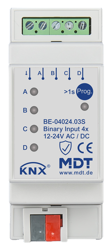 [MDT-BE-04024.03S] Entrée binaire, 4 entrées KNX, 2 modules, 24 V CA/CC.