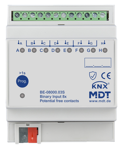[MDT-BE-08000.03S] Entrée binaire, 8 entrées KNX, 4 modules, libre de potentiel