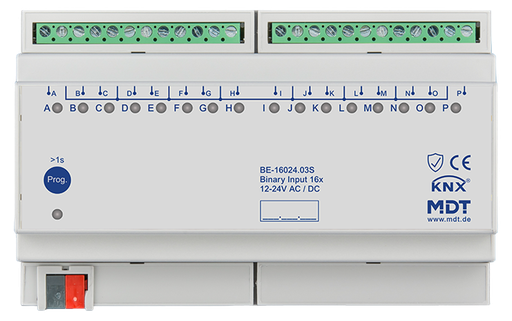 [MDT-BE-16024.03S] Entrée binaire, 16 entrées KNX, 8 modules, 24 V CA/CC.