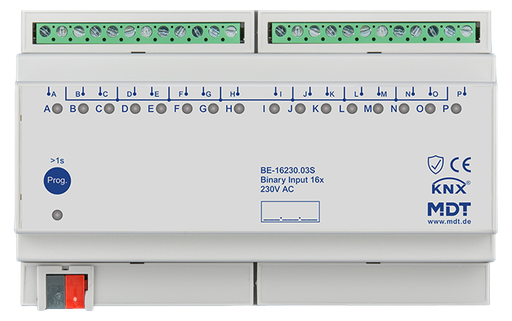 [MDT-BE-16230.03S] Entrée binaire, 16 entrées KNX, 8 modules, 230 V CA.