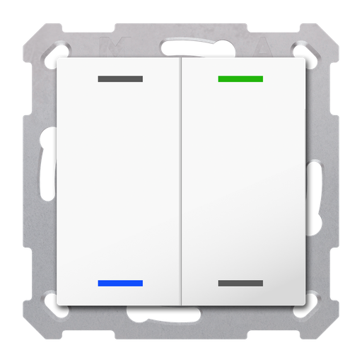 [MDT-RF-TAL55T202.01S] Bouton-poussoir Light 55, 2 paires KNX RF+ radio,Secure,RGBW,TS,blanc,neutre