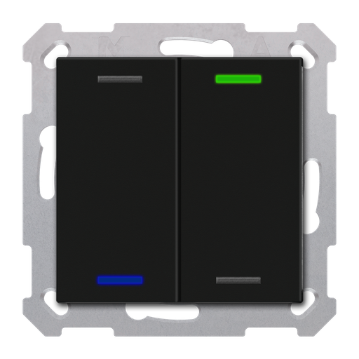 [MDT-RF-TAL55T206.01S] Bouton-poussoir Light 55, 2 paires KNX RF+ radio,Secure,RGBW,TS,noir,neutre