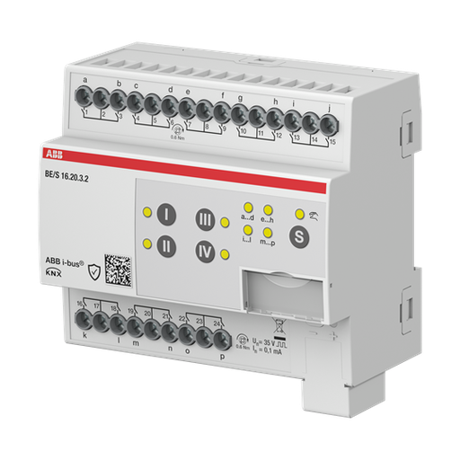 [ABB-BE/S16.20.3.2] Module KNX 16 entrées Contacts Secs, à commande manuelle, KNX Secure