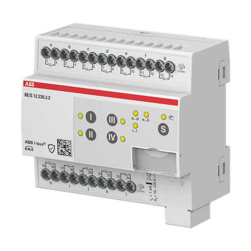 [ABB-BE/S12.230.3.2] Module KNX 12 entrées Tor, 10-230V AC/DC, à commande manuelle, KNX Secure