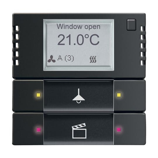 [ABB-BJE521389] Thermostat KNX+4BP à voyant à LED Futur Linear 63x63 Noir Matt